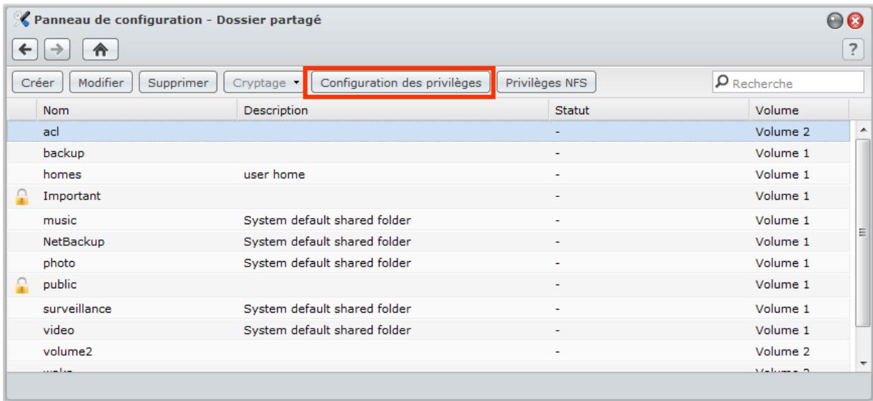 SYNOLOGY DS411J - Autoriser les utilisateurs ou groupes à accéder aux dossiers partagés - 1