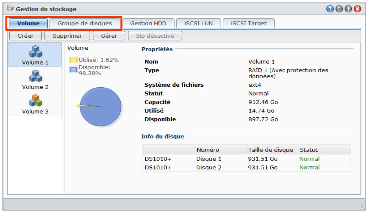 SYNOLOGY DS411J - Gérer des volumes ou groupes de disques avec le gestionnaire de stockage - 1