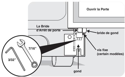 FRIGIDAIRE FGHC2378LE - Pourmettreàniveaulesportesau moyendela charniereinférieurereglable(certainsmodedes）: - 2