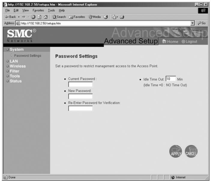SMC 2455W - Section 8 | changement du mot de passe du SMC2455W - 1