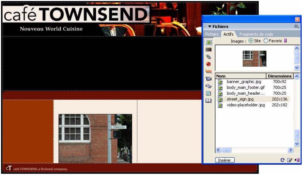 MACROMEDIA DREAMWEAVER 8-BIEN DMARRER AVEC DREAMWEAVER - Insérez une image à partir du panneau Actifs - 4