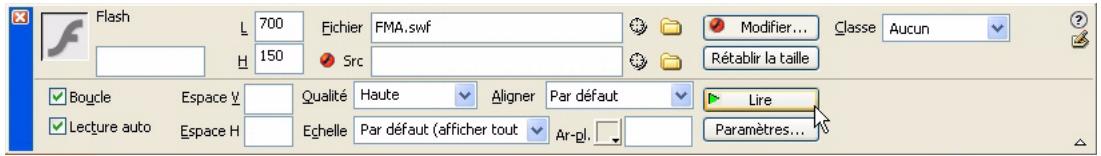 MACROMEDIA DREAMWEAVER 8-BIEN DMARRER AVEC DREAMWEAVER - Insérez et lisez un fichier Flash - 3