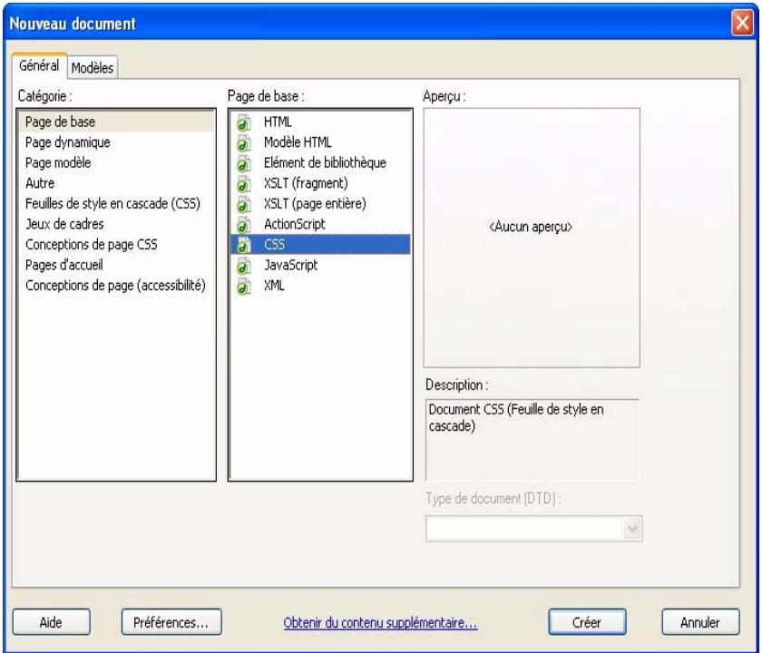 MACROMEDIA DREAMWEAVER 8-BIEN DMARRER AVEC DREAMWEAVER - Créez une nouvelle feuille de style - 1