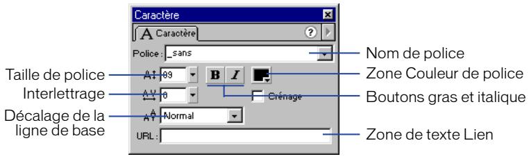 MACROMEDIA FLASH 5 - Pour utiliser le panneau caractère : - 1