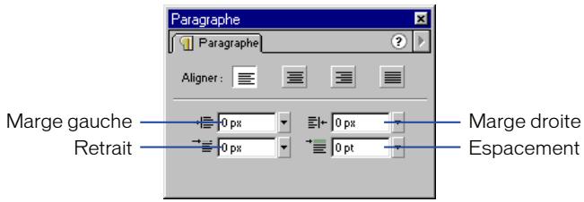 MACROMEDIA FLASH 5 - Pour utiliser le panneau paragraphe : - 1