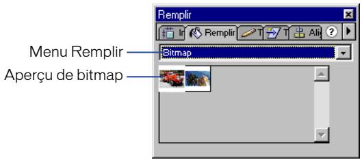 MACROMEDIA FLASH 5 - Pour appliquer un replissage de bitmap à l'aide du panneau remplir : - 1