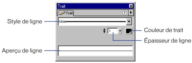 MACROMEDIA FLASH 5 - Spécification de la couleur, du style et de l'épaisseur de trait dans le panneau trait - 1