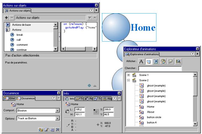 MACROMEDIA FLASH 5 - Pour obtenir des informations sur les occurrences sur la scène : - 1