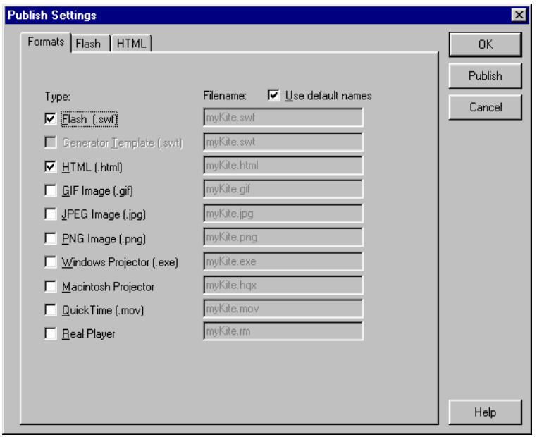 MACROMEDIA FLASH 5 - Pour définir les options de publication pour les fichiers d'une animation flash : - 1