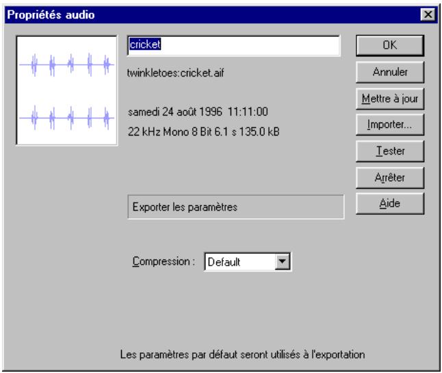 MACROMEDIA FLASH 5 - Pour définir les propriétés d'exportation d'un son : - 1