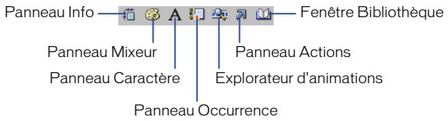 MACROMEDIA FLASH 5 - Pour ouvrir ou fermer des panneaux à l'aide de la barre lanceur : - 1