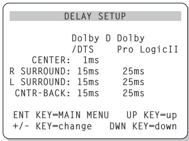 ROTEL RSP-1066 - Menu DELAY SETUP ("AJUSTE DEL TIEMPO DE RETARDO") - 1