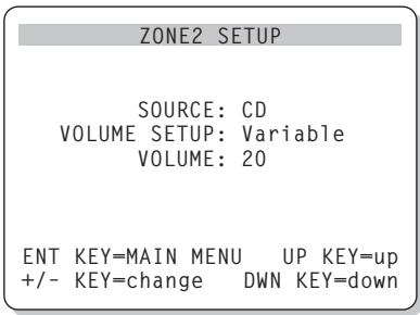 ROTEL RSP-1066 - Menu ZONE 2 SETUP ("AJUSTE DE LA ZONA 2") - 1