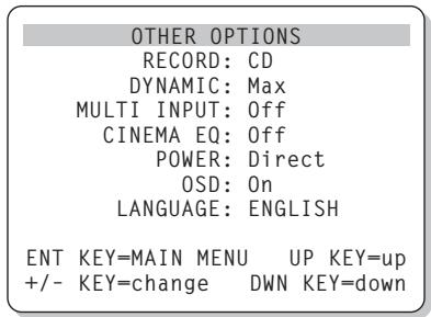 ROTEL RSP-1066 - OTHER OPTIONS Menu - 1