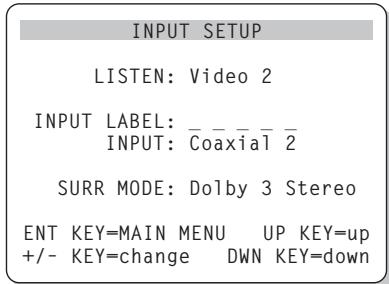 ROTEL RSP-1066 - Menu INPUT ("ENTRADA") - 1