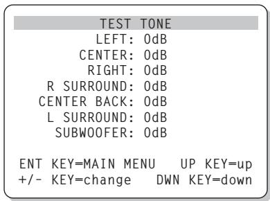 ROTEL RSP-1066 - Menu du générateur de signal de TEST TEST TONE - 1