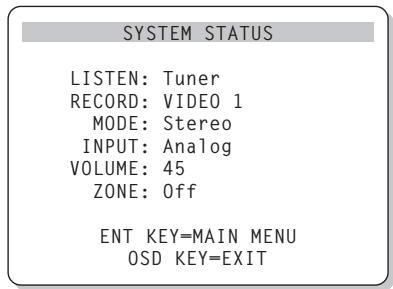 ROTEL RSP-1066 - SYSTEM STATUS Menu - 1