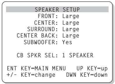 ROTEL RSP-1066 - Menu SPEAKER SETUP ("PUESTA A PUNTO DE LAS CAJAS ACUSTICAS") - 1