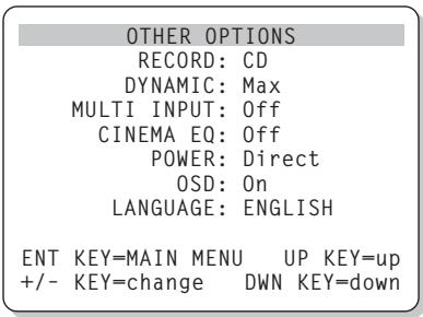 ROTEL RSP-1066 - Menu du générateur de signal de TEST TEST TONE - 2