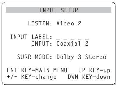 ROTEL RSP-1066 - INPUT SETUP Menu - 1