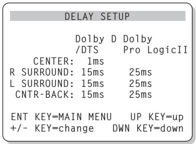 ROTEL RSX-1055 - Menu de réglage du temps de retard DELAY SETUP - 1