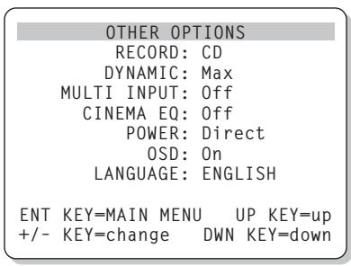 ROTEL RSX-1055 - Menu de réglage des timbres TONE SETUP - 2