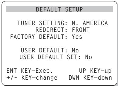 ROTEL RSX-1055 - Menu DEFAULT SETUP ("REINICIALIZATION A LOS AJUSTES POR DEFECTO") - 3