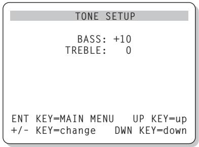 ROTEL RSX-1055 - Menu de réglage des timbres TONE SETUP - 1