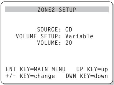 ROTEL RSX-1055 - Menu ZONE 2 SETUP ("AJUSTE DE LA ZONA 2") - 1