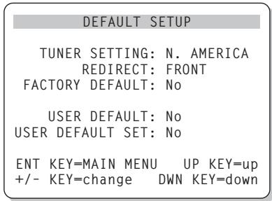 ROTEL RSX-1055 - Menu DEFAULT SETUP ("REINICIALIZATION A LOS AJUSTES POR DEFECTO") - 1