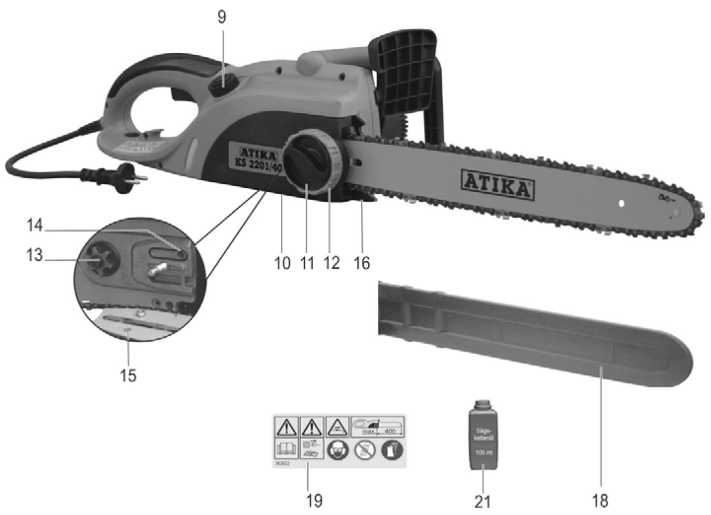 ATIKA KS 2001-40 - Opis naprave / Nadomestni deli - 3