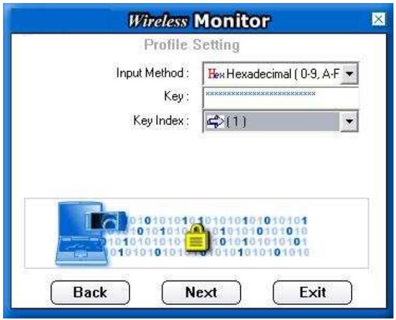 COMET LABS WN568 - Dans la rubrique key index, sélectionnez la clé qui sera prise en compte. en effet, il existe 4 clés, mais une seule peut être sélectionnée. - 1