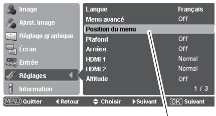 LOGICOM-SANYO PLV-Z3000 - Position du menu - 1