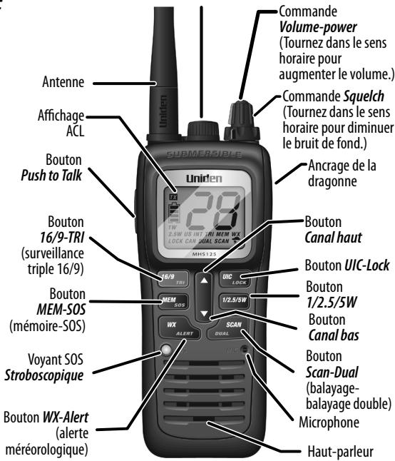 UNIDEN MHS125 - Nomenclature des pieces de la radio MHS125 - 1