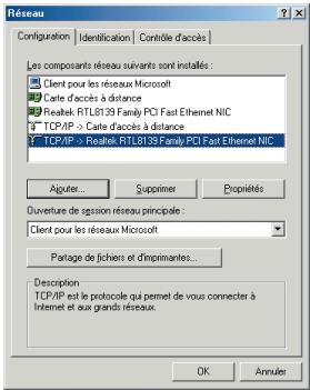 OLITEC SX 200 - Paramétrage du réseau pour PC / windows millennium - 2