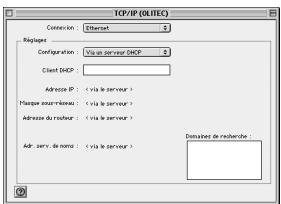 OLITEC SX 200 - Paramétrage du réseau pour MAC / MAC OS 8. x* et 9. xx - 1