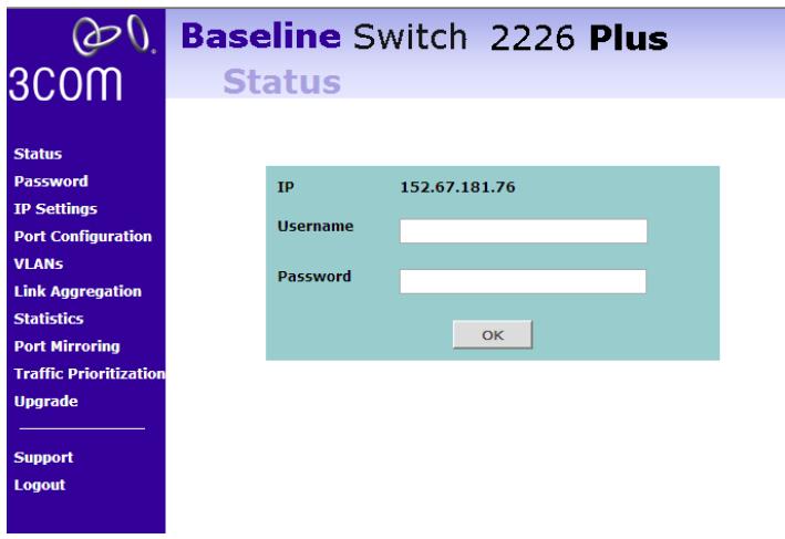 3COM BASELINE SWITCH 2226 PLUS - Logging On to the Web Interface - 1
