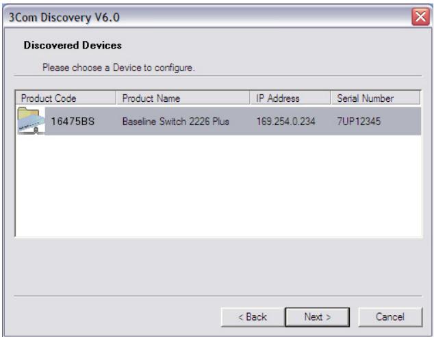 3COM BASELINE SWITCH 2226 PLUS - Running the Discovery Application - 2