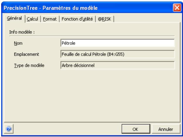 PALISADE PRECISIONTREE 5.5 - Onglet Général - Commande Paramètres du modele - 1