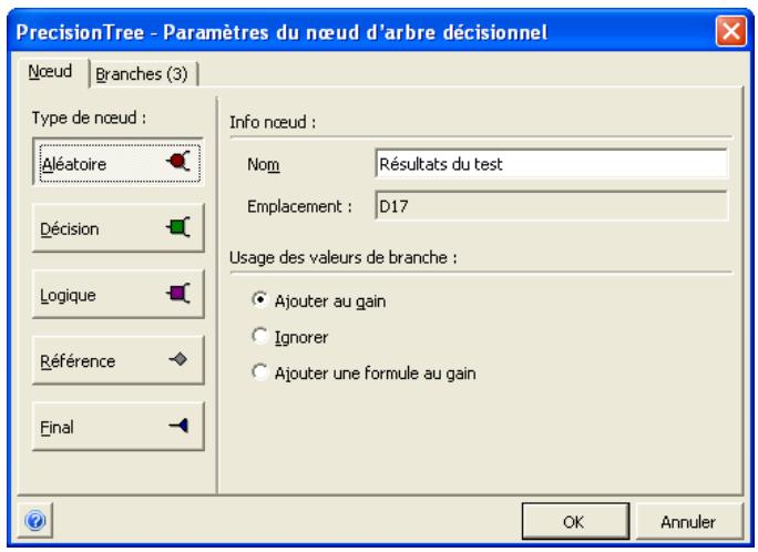 PALISADE PRECISIONTREE 5.5 - Onglet Nœud - Commande Paramètres du nœud d'arbre décisionnel - 1