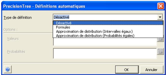 PALISADE PRECISIONTREE 5.5 - Boite de dialogue   Définitions   automatiques - 1