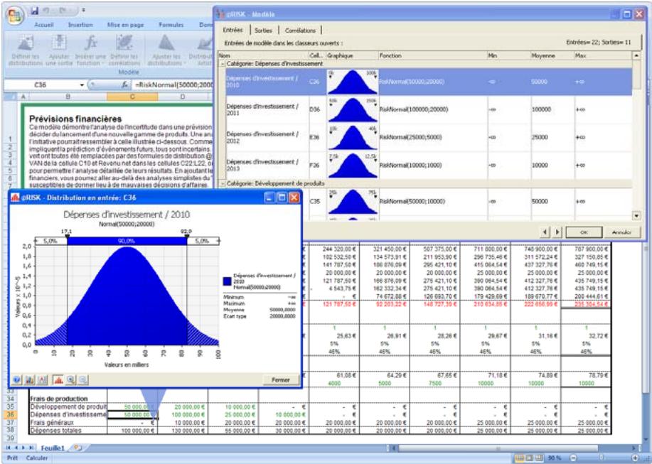 PALISADE RISK 5.5 - Examen d'un modele dans la fenetre @RISK Modèle - 1