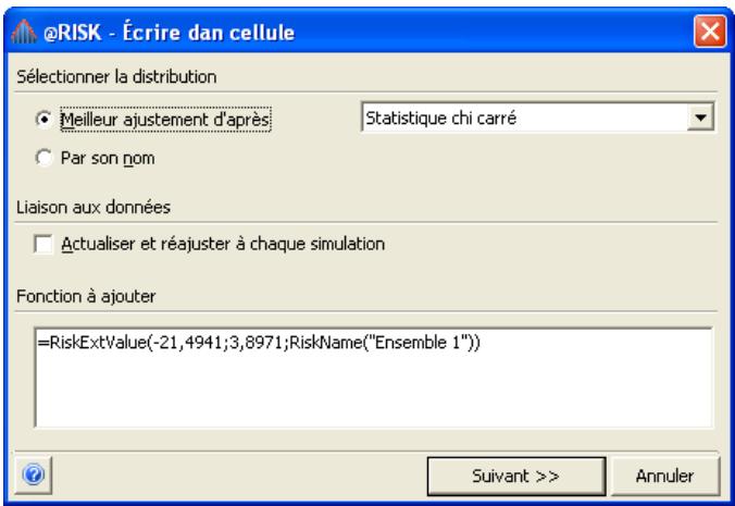 PALISADE RISK 5.5 - Commande Cellule — Fenêtre Résultats d'ajustement - 1