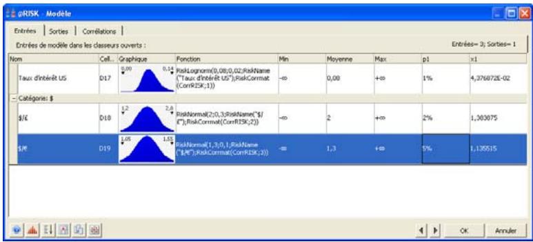 PALISADE RISK 5.5 - Colonnes affichées dans la fenêtre Modèle - 3
