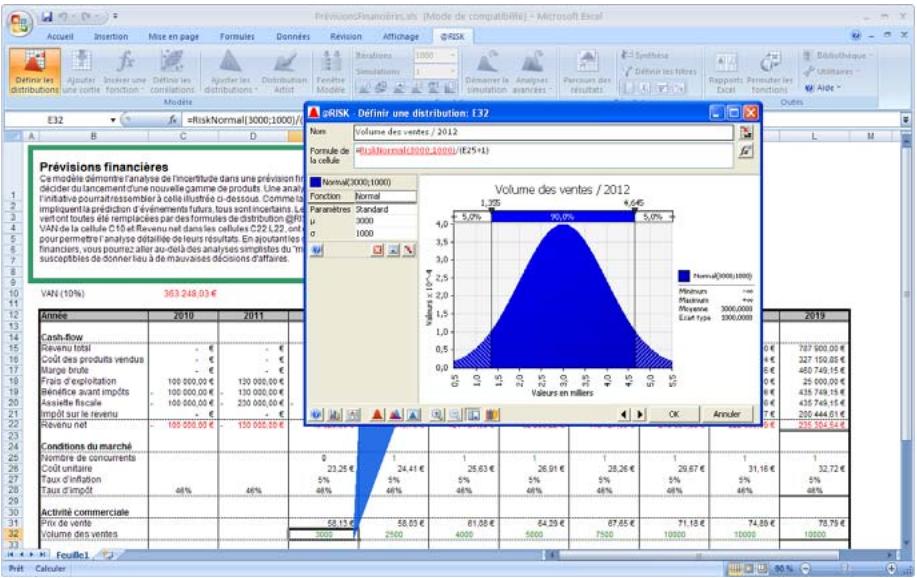 PALISADE RISK 5.5 - Définition des distributions de probabilités dans le tableau - 1