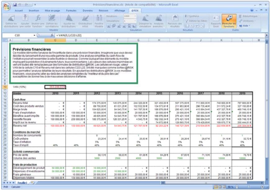 PALISADE RISK 5.5 - @RISK après permutation des fonctions - 1