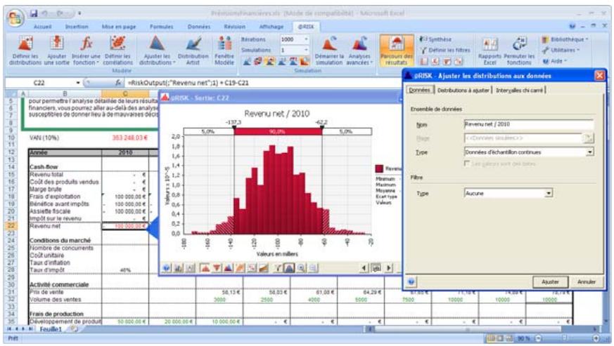 PALISADE RISK 5.5 - Ajuster une distribution à un résultat simulé. - 1