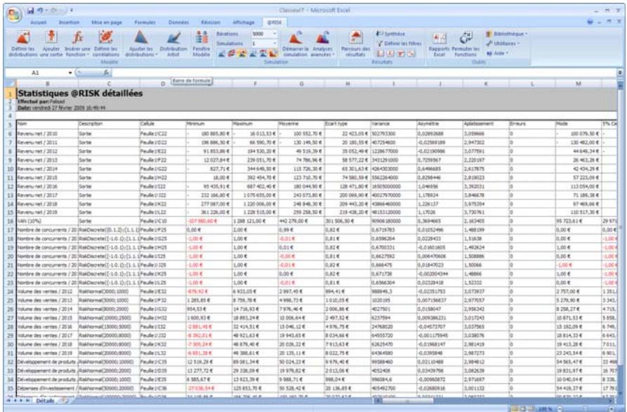 PALISADE RISK 5.5 - Rapports Excel d'une simulation @RISK - 2