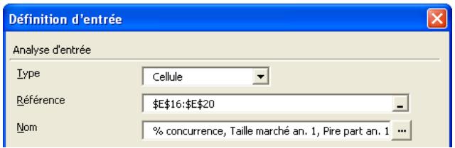 PALISADE RISK 5.5 - Définition d'entrée — Commande Analyse de sensibilité avancée - 3