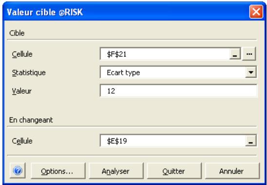 PALISADE RISK 5.5 - Boîte de dialogue Valeur cible — Commande Valeur cible - 1
